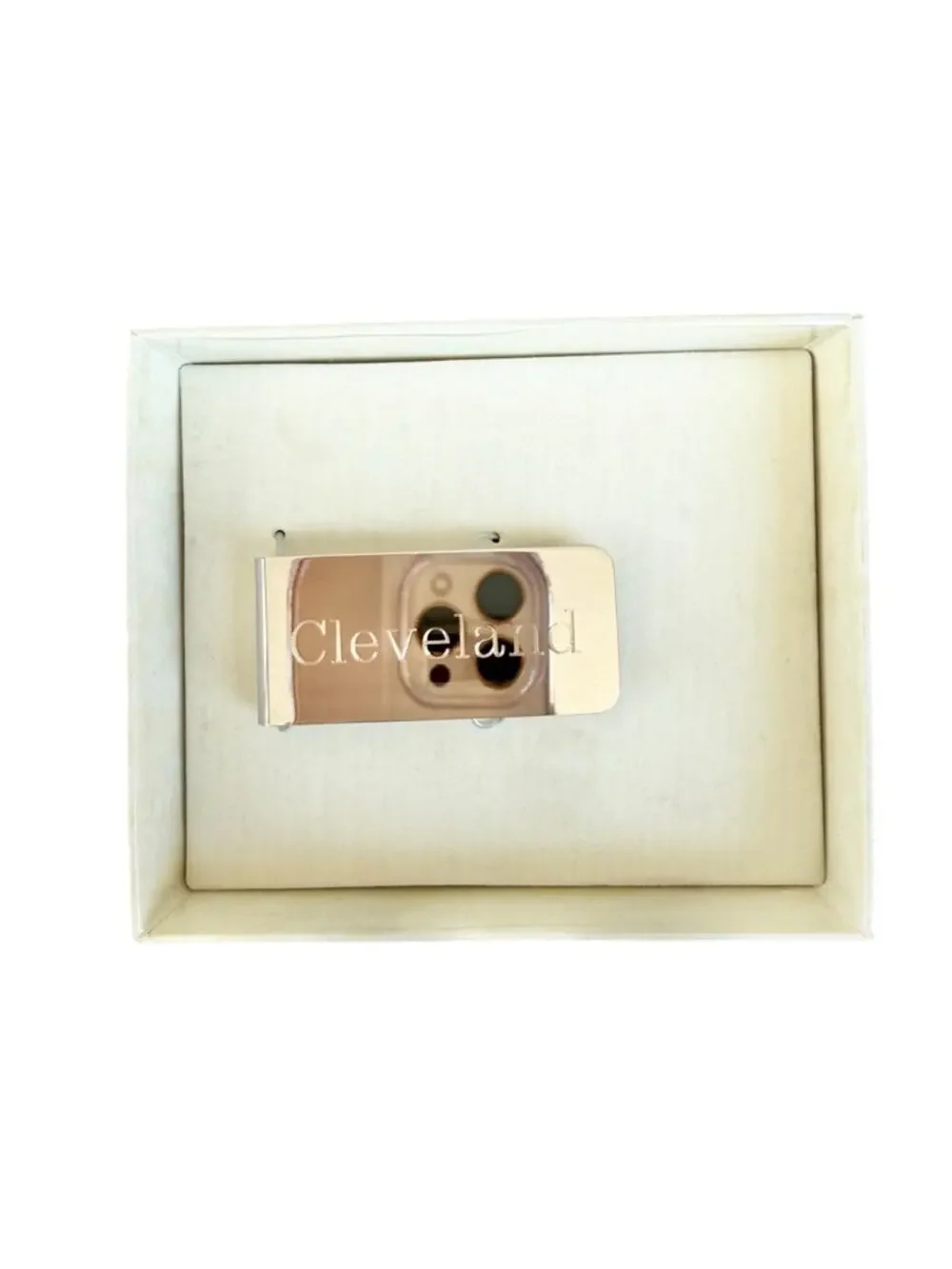 Vintage Y2K Cleveland Engraved Money Clip Silver Tone Gift New In Box Ohio